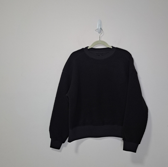 Everlane the renew fleece oversized crew sweatshirt black medium NWT - Picture 5 of 8